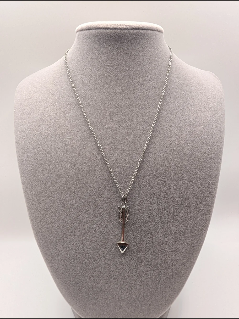 Silver Arrow Pendant Necklace - Silver Tone